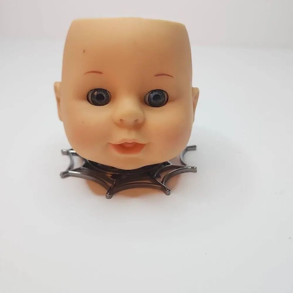 Handmade by Me Dollhead Planter on a Metal Spider Web Base